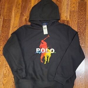 Polo Ralph Lauren Men’s XL Big Pony Logo Black Fleece Hoodie Sweater NWT